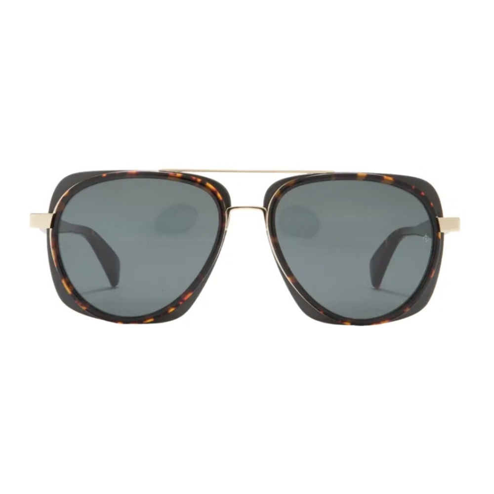 RAG&BONE- 55mm Square Aviator Sunglasses- Havana Gold/ Green - Picture 3 of 4
